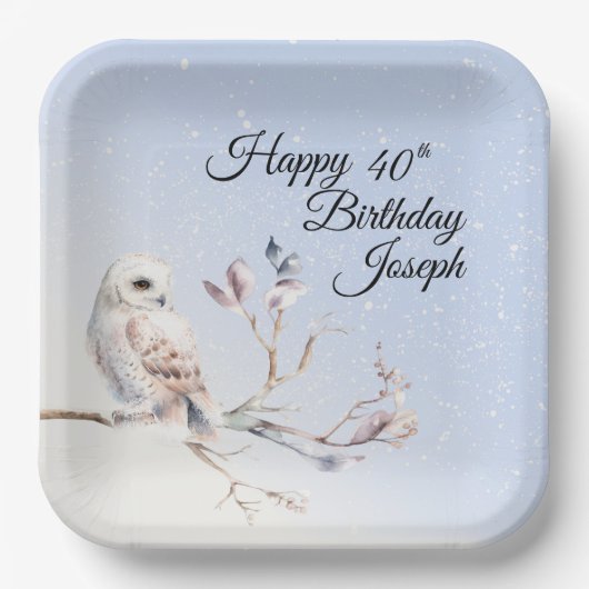 Assiettes En Carton Winter Forest Watercolor Paper Plate (Recto)