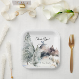Assiettes En Carton Winter Forest Watercolor Paper Plate