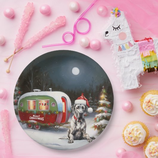 Assiettes En Carton Winter Great Dane Caravan Christmas Adventure (Fête)
