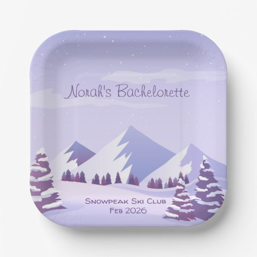 Assiettes En Carton Winter Mountain Bachelorette Weekend Custom  (Recto)