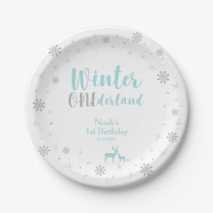 Assiettes En Carton Winter Onederland 1er Anniversaire Plaques papier