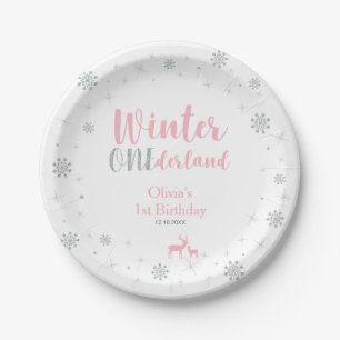 Assiettes En Carton Winter Onederland 1er Anniversaire Plaques papier