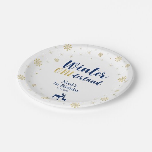 Assiettes En Carton Winter Onederland 1er Anniversaire Plaques papier (Angle)