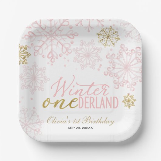Assiettes En Carton Winter Onederland 1st Birthday (Recto)