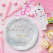 Assiettes En Carton Winter Onederland 1st Birthday Pink And Gold (Fête)