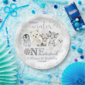 Assiettes En Carton Winter Onederland Arctic Animals Snow 1st Birthday (Fête)