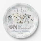 Assiettes En Carton Winter Onederland Arctic Animals Snow 1st Birthday (Devant)