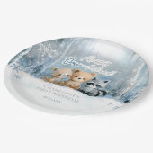 Assiettes En Carton Winter Onederland Bear Blue First Birthday Party (Angle)