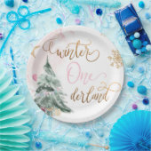 Assiettes En Carton Winter Onederland Girl Rose or 1er anniversaire (Fête)