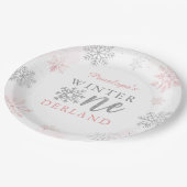 Assiettes En Carton Winter Onederland Silver Pink Parties scintillant  (Angle)