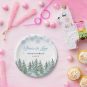 Assiettes En Carton Winter Pine Snow in Love Snowflakes Bridal Shower (Fête)