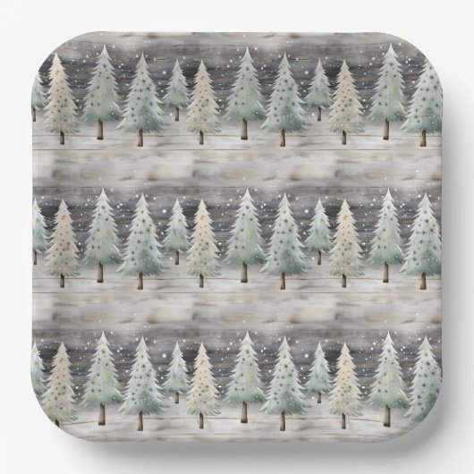Assiettes En Carton Winter Pines & Holiday Sentiments (Recto)