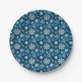 Assiettes En Carton Winter Snowflakes Pattern On Cool Blue Background (Devant)