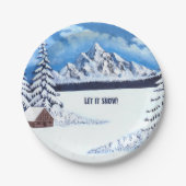 Assiettes En Carton Winter Wonder Scène Plaques de papier rond (Devant)