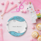 Assiettes En Carton Winter Wonderland Bleu brillant et brindilles d'ar (Fête)