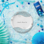 Assiettes En Carton Winter Wonderland Blue & Silver Swils Snowflakes (Fête)