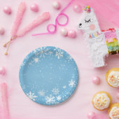 Assiettes En Carton Winter Wonderland Blue Snowflake (Fête)