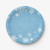 Assiettes En Carton Winter Wonderland Blue Snowflake (Devant)