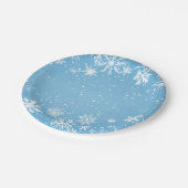 Assiettes En Carton Winter Wonderland Blue Snowflake (Angle)