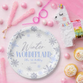 Assiettes En Carton Winter Wonderland Blue Snowflake fête d'anniversai (Fête)