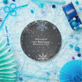 Assiettes En Carton Winter Wonderland Chalk Blue Grey Custom Party (Fête)