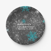 Assiettes En Carton Winter Wonderland Chalk Turquoise & Purple Custom  (Devant)