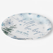 Assiettes En Carton Winter Wonderland Hello Baby Papier Plaques (Angle)