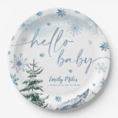 Assiettes En Carton Winter Wonderland Hello Baby Papier Plaques (Devant)