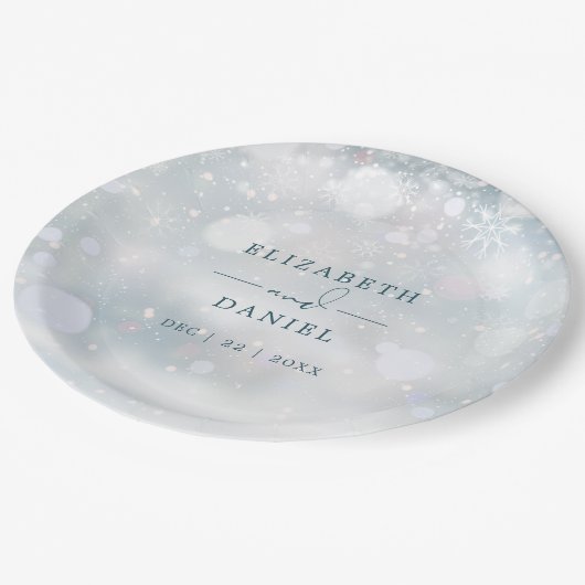 Assiettes En Carton Winter Wonderland Mariage de neige (Angle)