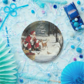 Assiettes En Carton Winter Wonderland Noël Père Noël and Deer (Fête)