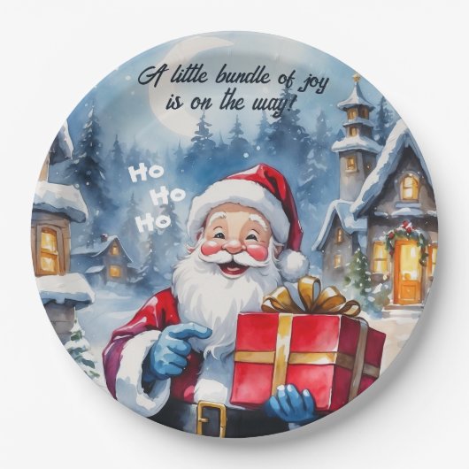 Assiettes En Carton Winter Wonderland Noël Père Noël Baby shower (Devant)