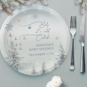 Assiettes En Carton Winter Wonderland Son Froid Hors Baby shower Garço