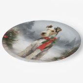 Assiettes En Carton Wirefox Terrier Chien de Noël de neige (Angle)