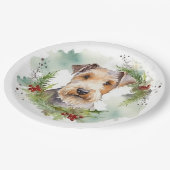 Assiettes En Carton Wirefox Terrier Festive de Noël Wreath Pup (Angle)
