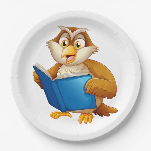 Assiettes En Carton Wise Owl Reading Book (Devant)