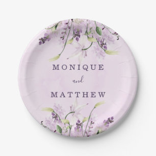 Assiettes En Carton Wisteria Lavender White Rose Chic Mariage Papier P