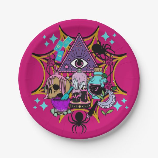 Assiettes En Carton Witchy Vibes and Spiders (Devant)