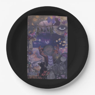 Assiettes En Carton Witchy Whimsigoth Esthétique Avec Chats