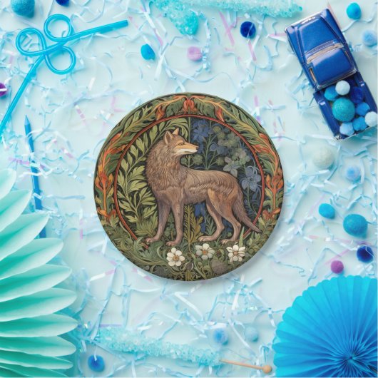 Assiettes En Carton Wolf dans la forêt Art nouveau (Fête)