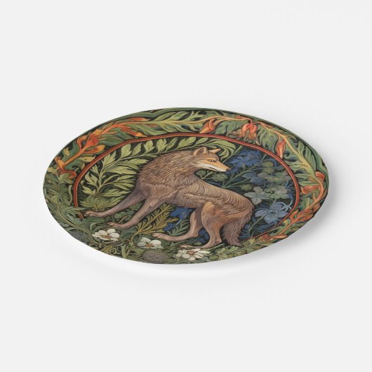 Assiettes En Carton Wolf dans la forêt Art nouveau (Angle)