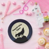 Assiettes En Carton Wolf Howling à la lune Midnight Blue (Fête)
