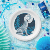 Assiettes En Carton Wolf hurle sur la lune (Fête)