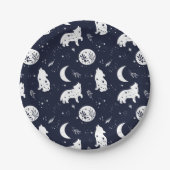 Assiettes En Carton Wolf Pup hurling à la lune (Devant)