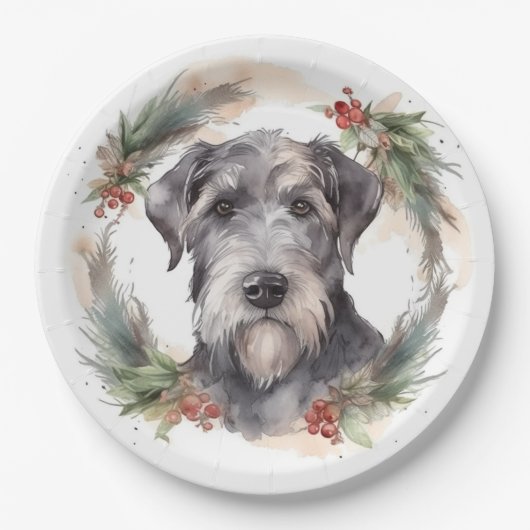 Assiettes En Carton Wolfhound Festive Wreath (Devant)