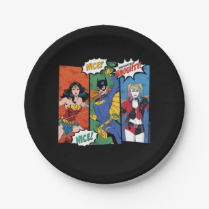 Assiettes En Carton Wonder Woman, Batgirl & Harley Quinn Holiday
