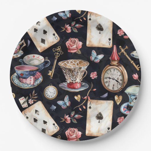 Assiettes En Carton Wonderland Alice Motif (Devant)