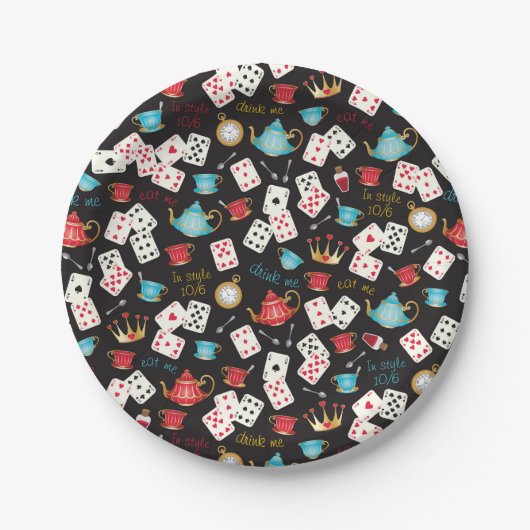 Assiettes En Carton Wonderland Alice Motif (Devant)