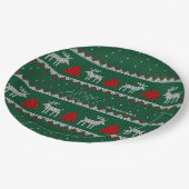 Assiettes En Carton Wonderland d'hiver, pin de rennes vert (Angle)