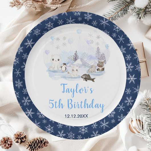 Assiettes En Carton Wonderland Winter Animaux arctiques Anniversaire