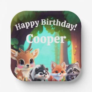 Assiettes En Carton Woodland amis renard skunk raccoon papier plat